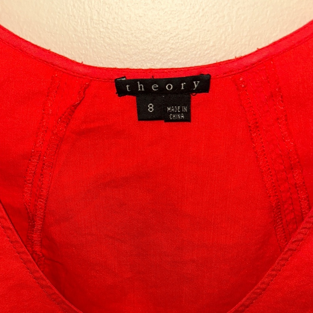 Theory Red Sleeveless Dress Size 8 Minimalist Designer Shift Dress - Picture 2 of 7